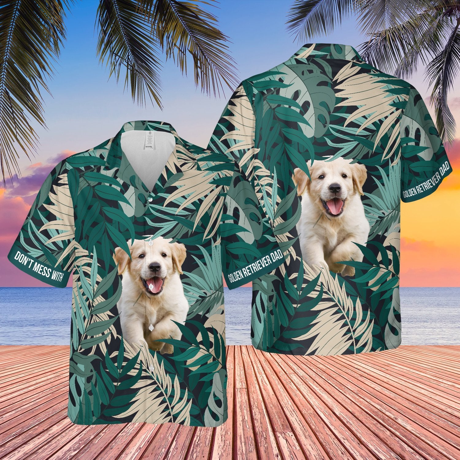 Dont Mess With Golden Retriever Dad Tropical Hawaiian Shirt