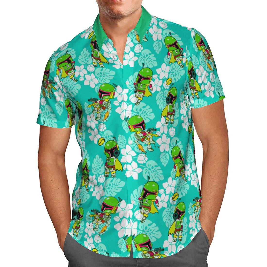 Boba Fett tropical beach Style Hawaiian Graphic Print Short Sleeve