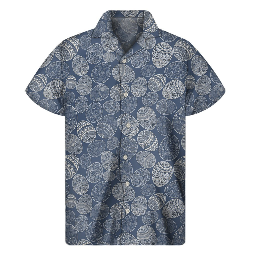 Bohemian Easter Eggs Pattern Print Mens Short Sleeve Shirt Hawaiian