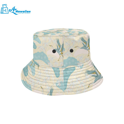 Bonsai bamboo stork japanese pattern cream theme Unisex Bucket Hat