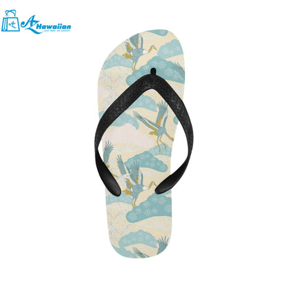 Bonsai bamboo stork japanese pattern cream theme Unisex Flip Flops