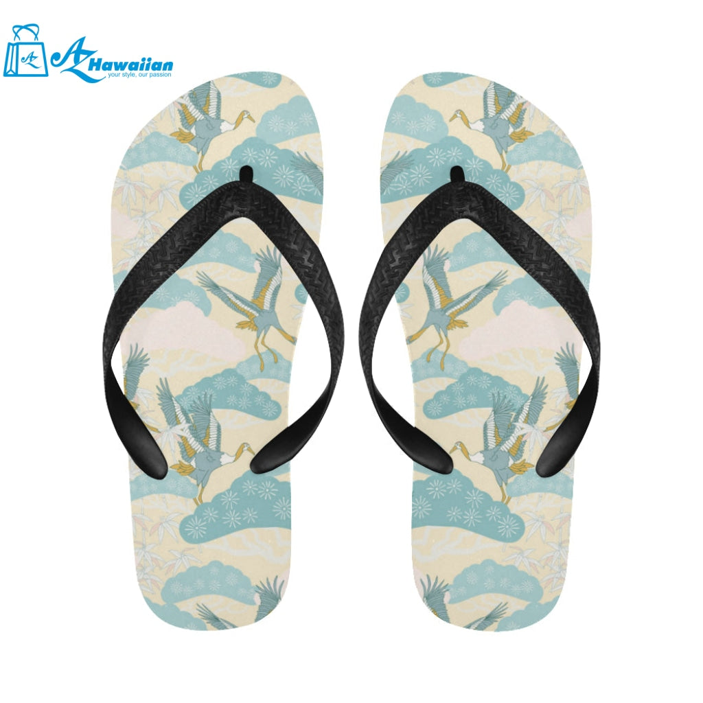 Bonsai bamboo stork japanese pattern cream theme Unisex Flip Flops