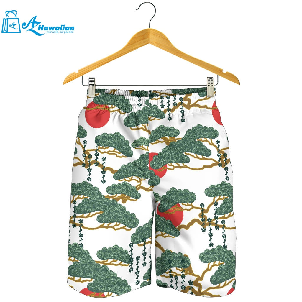 Bonsai Red Sun Japanese Pattern Men Shorts