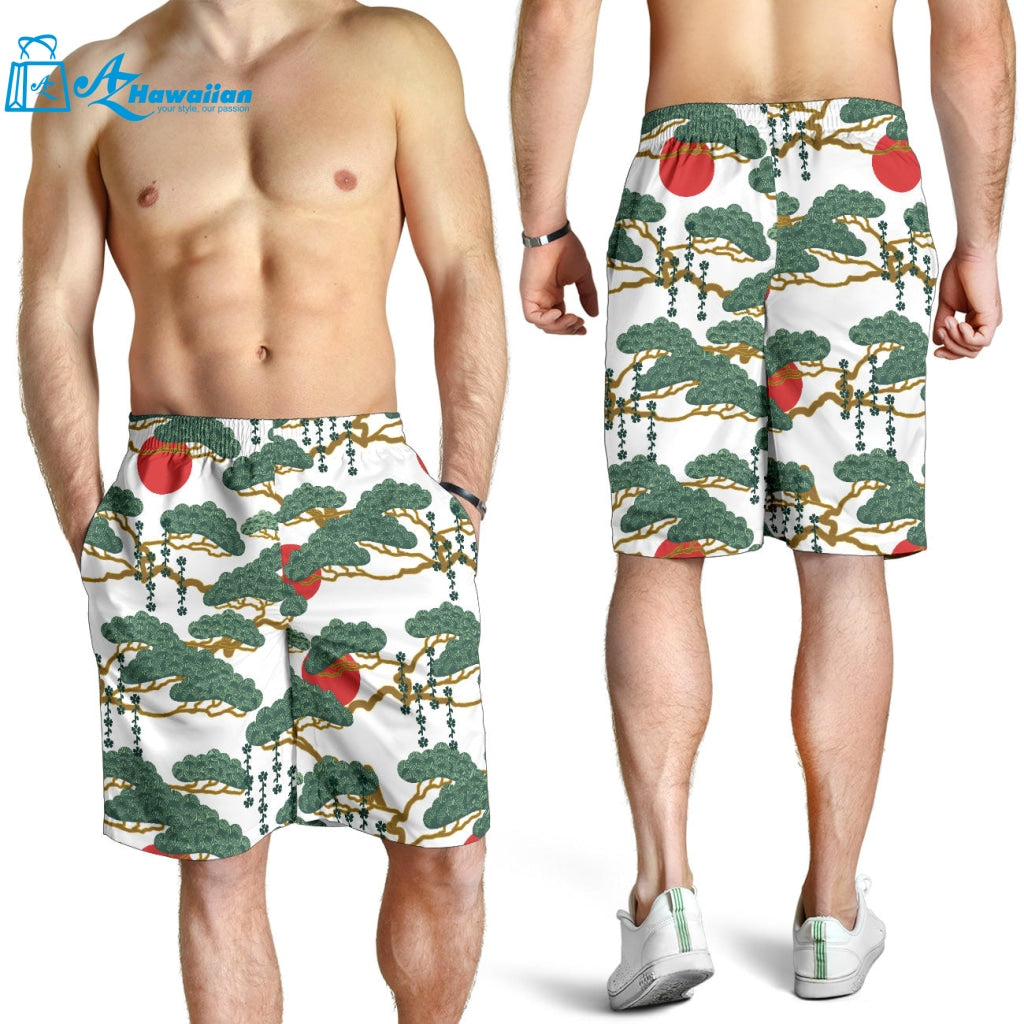 Bonsai Red Sun Japanese Pattern Men Shorts