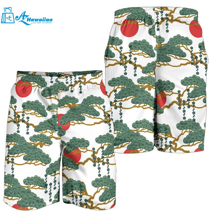 Bonsai Red Sun Japanese Pattern Men Shorts