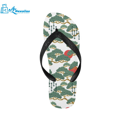 Bonsai red sun japanese pattern Unisex Flip Flops