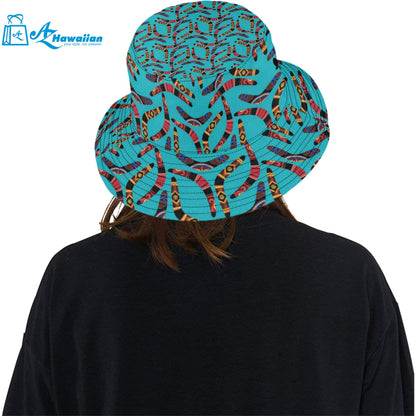 Boomerang Australian aboriginal ornament blue back Unisex Bucket Hat