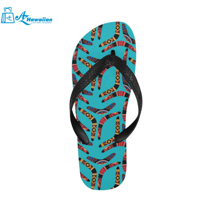 Boomerang Australian aboriginal ornament blue back Unisex Flip Flops