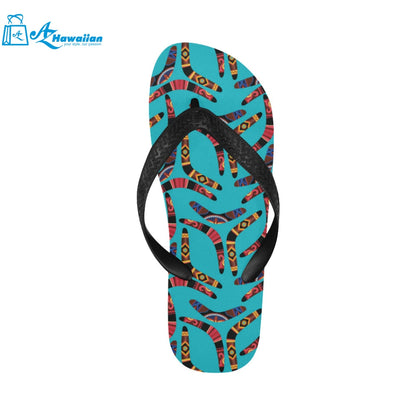 Boomerang Australian aboriginal ornament blue back Unisex Flip Flops