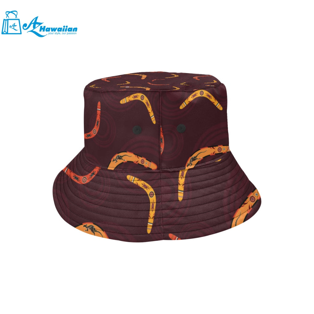 Boomerang Australian aboriginal ornament circle bl Unisex Bucket Hat