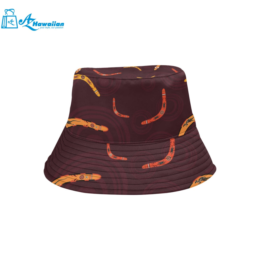 Boomerang Australian aboriginal ornament circle bl Unisex Bucket Hat