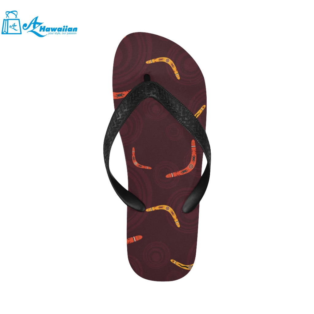 Boomerang Australian aboriginal ornament circle bl Unisex Flip Flops