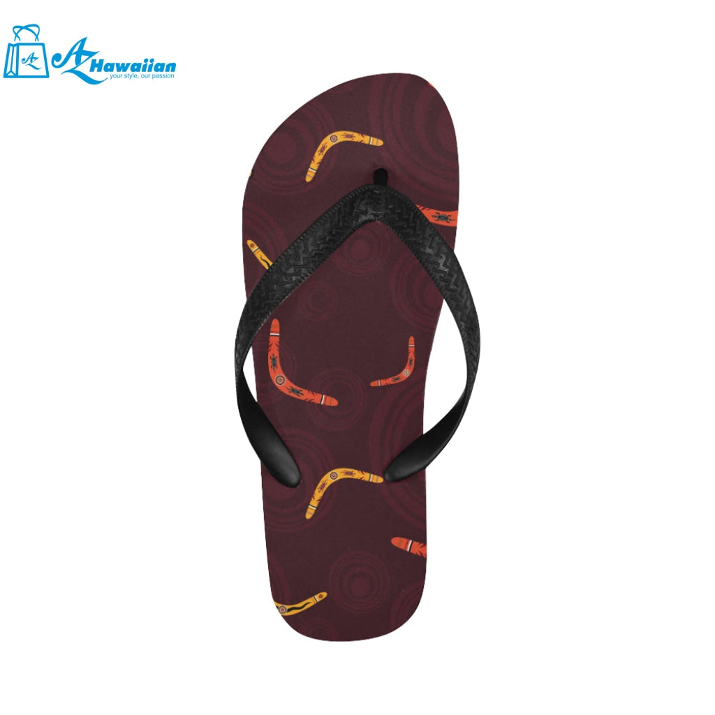 Boomerang Australian aboriginal ornament circle bl Unisex Flip Flops