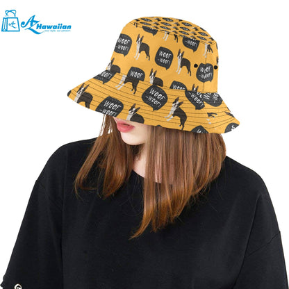 Boston terrier design pattern Unisex Bucket Hat