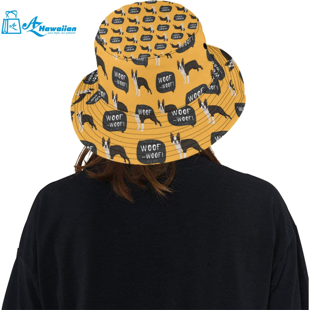 Boston terrier design pattern Unisex Bucket Hat