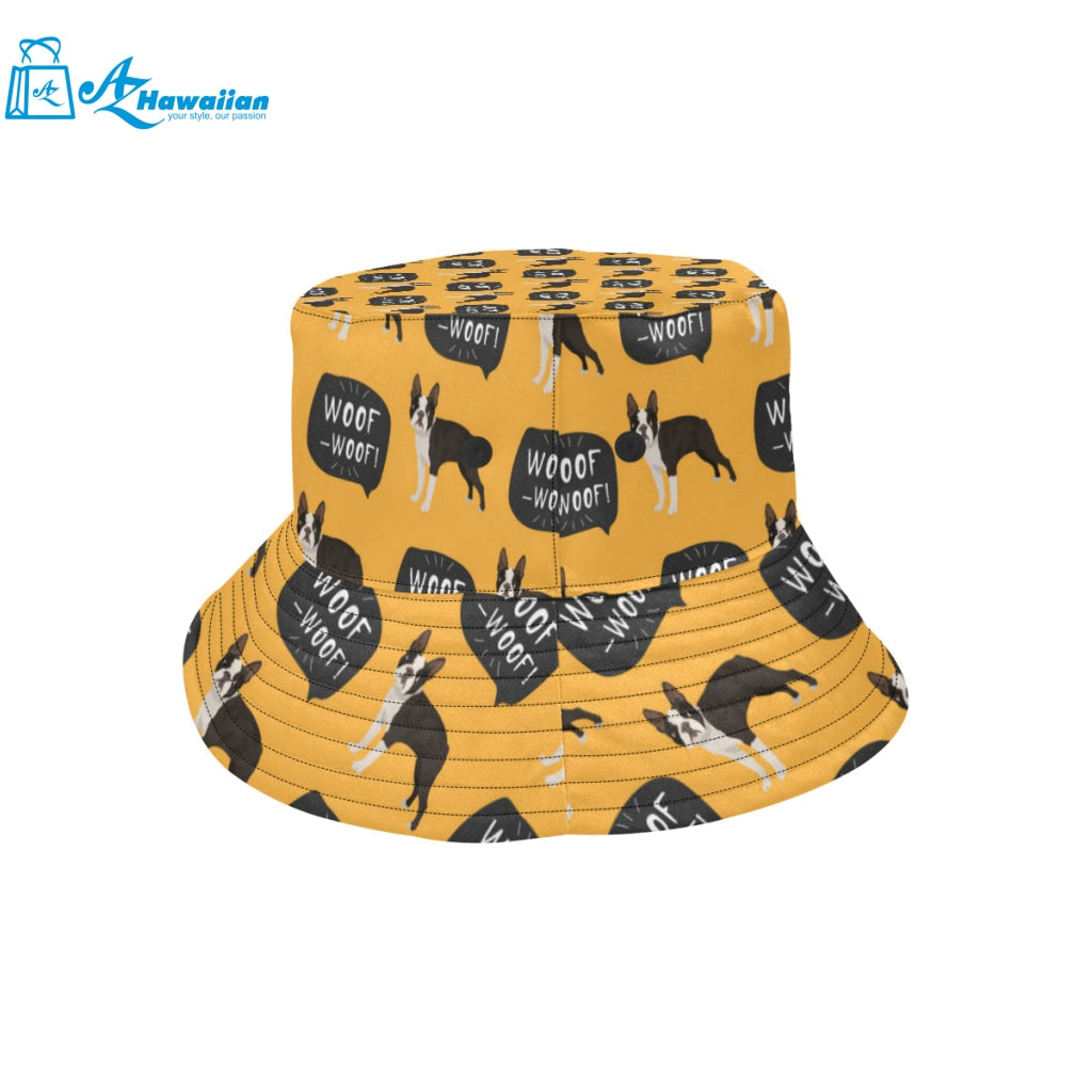 Boston terrier design pattern Unisex Bucket Hat