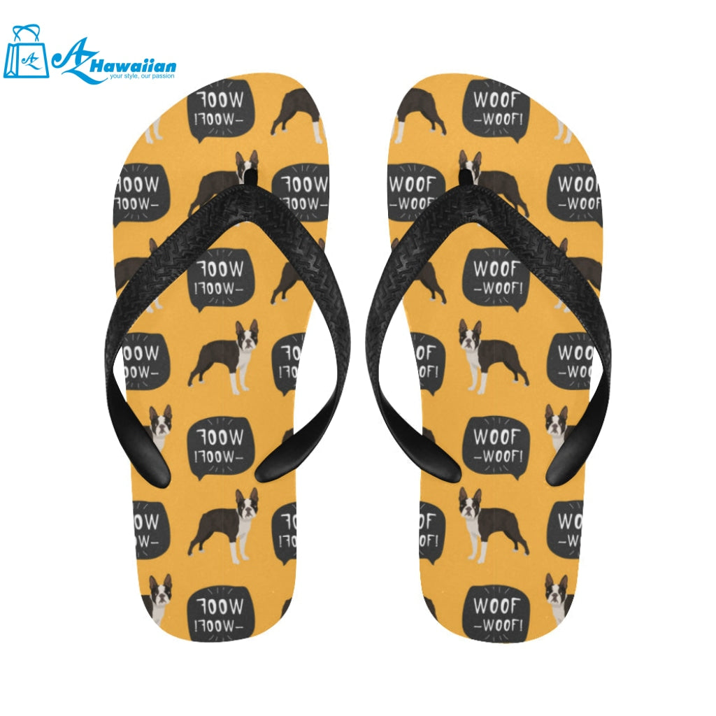 Boston terrier design pattern Unisex Flip Flops