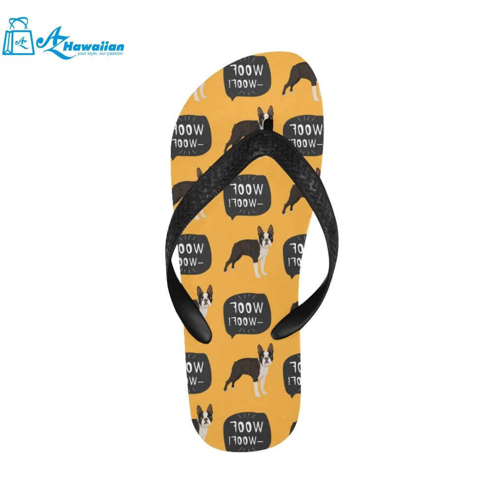 Boston terrier design pattern Unisex Flip Flops