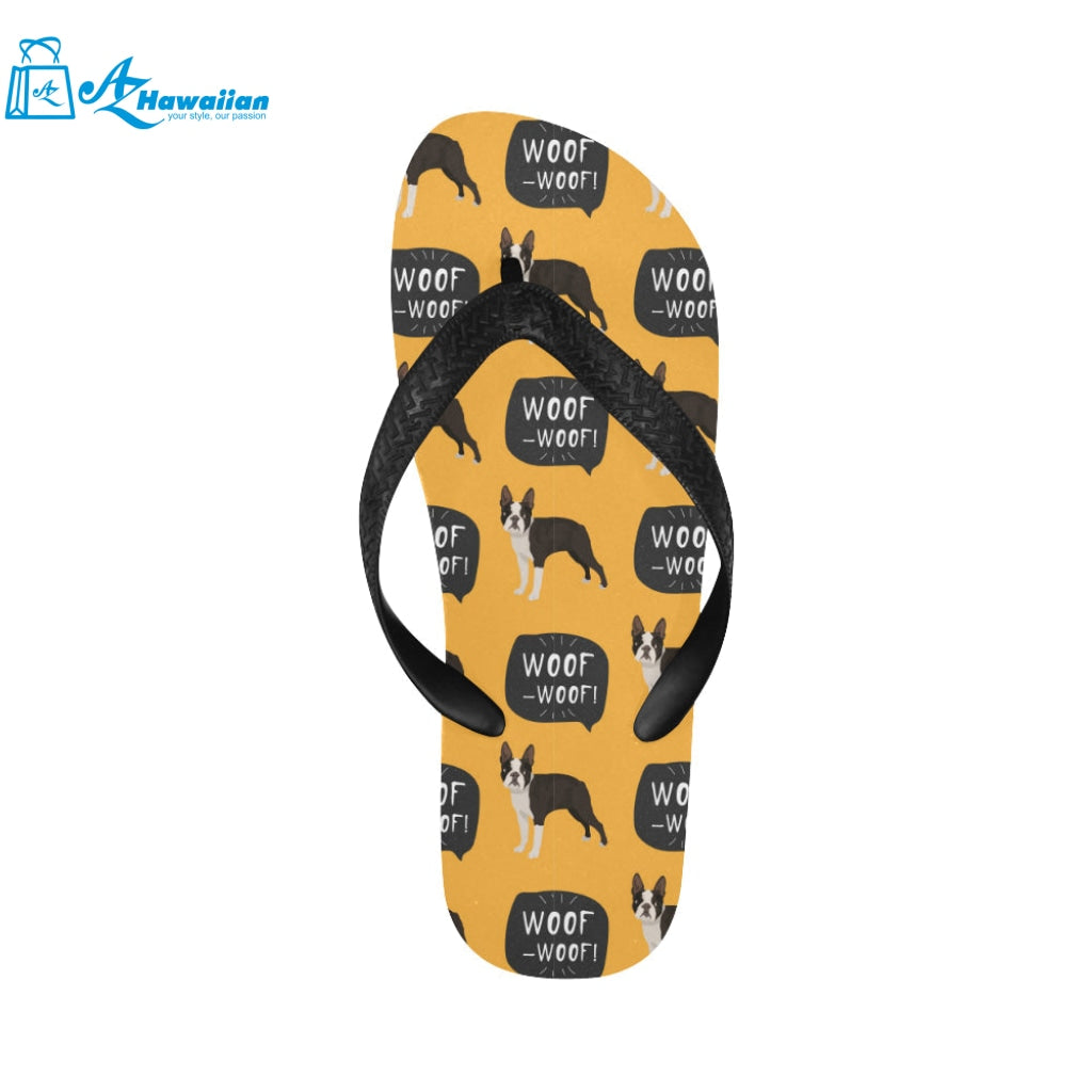 Boston terrier design pattern Unisex Flip Flops