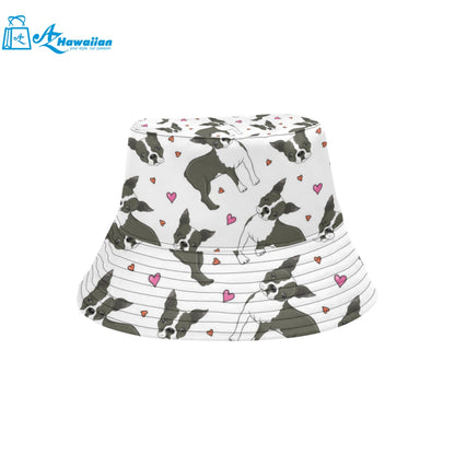 Boston terrier dog hearts vector pattern Unisex Bucket Hat