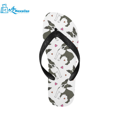 Boston terrier dog hearts vector pattern Unisex Flip Flops