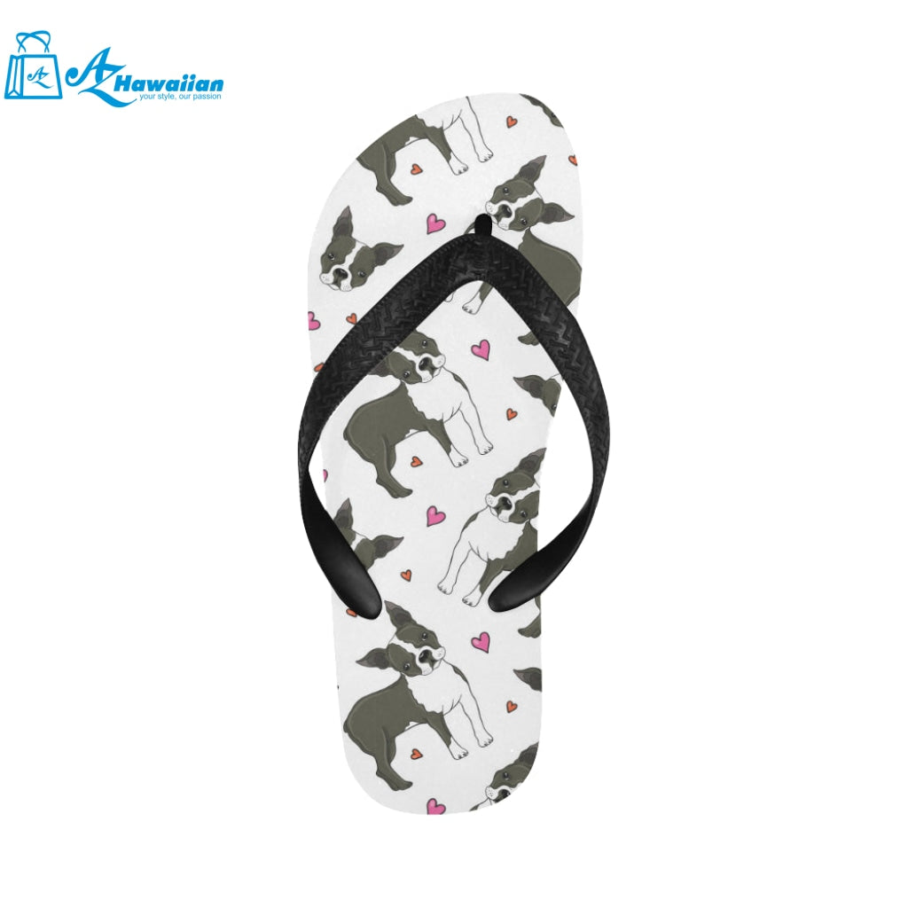 Boston terrier dog hearts vector pattern Unisex Flip Flops