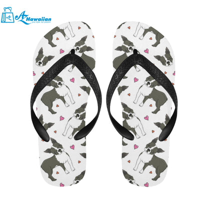 Boston terrier dog hearts vector pattern Unisex Flip Flops