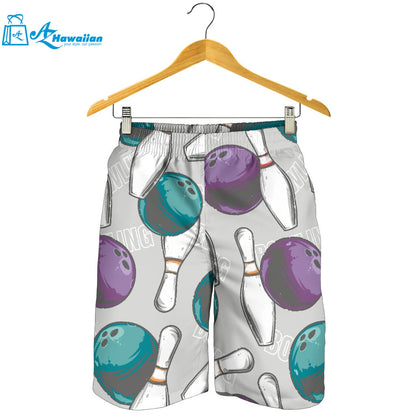 Bowling Ball And Pin Gray Background Men Shorts