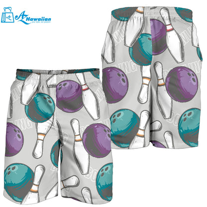 Bowling Ball And Pin Gray Background Men Shorts