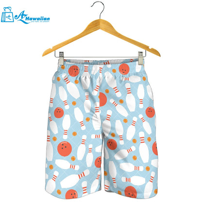 Bowling Ball Bowling Pins Blue Blackground Men Shorts