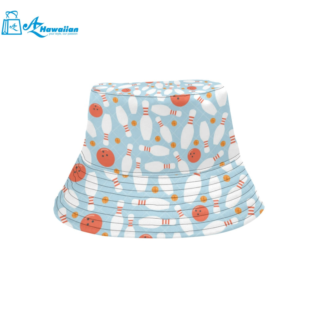 Bowling ball bowling pins blue blackground Unisex Bucket Hat