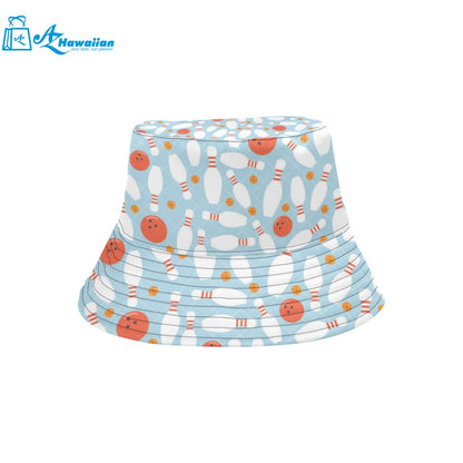 Bowling ball bowling pins blue blackground Unisex Bucket Hat