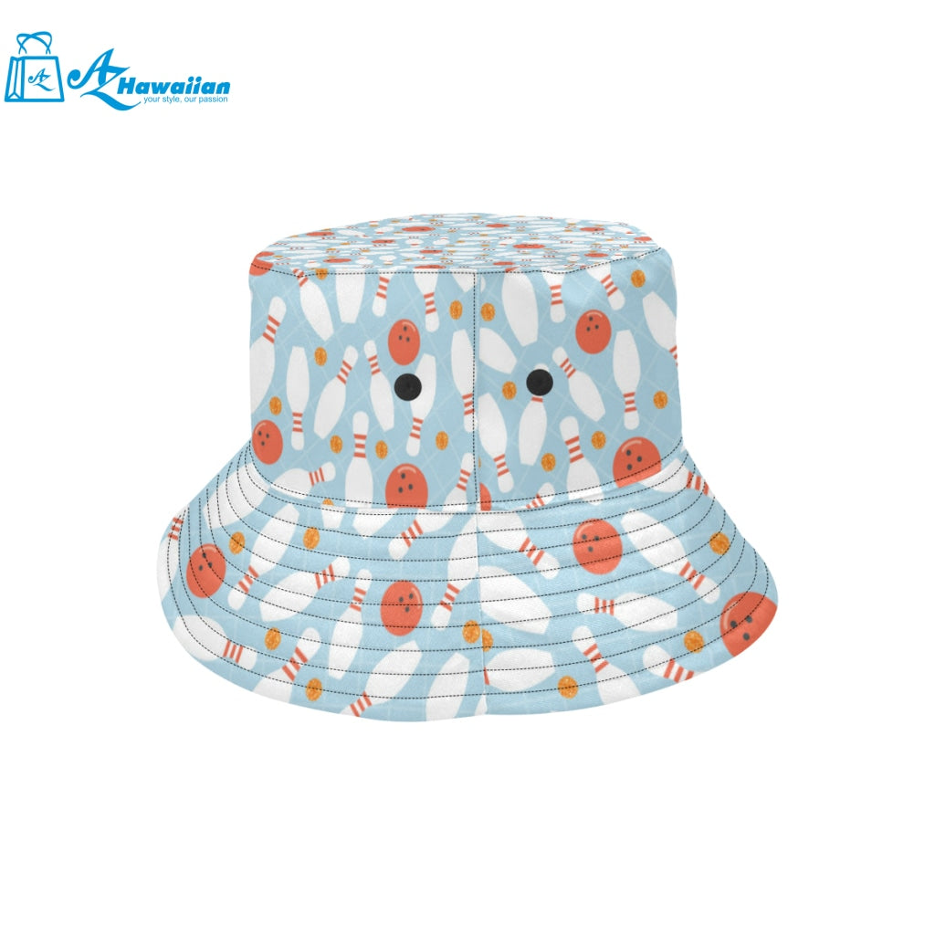 Bowling ball bowling pins blue blackground Unisex Bucket Hat