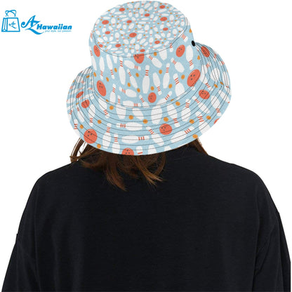 Bowling ball bowling pins blue blackground Unisex Bucket Hat