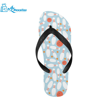 Bowling ball bowling pins blue blackground Unisex Flip Flops