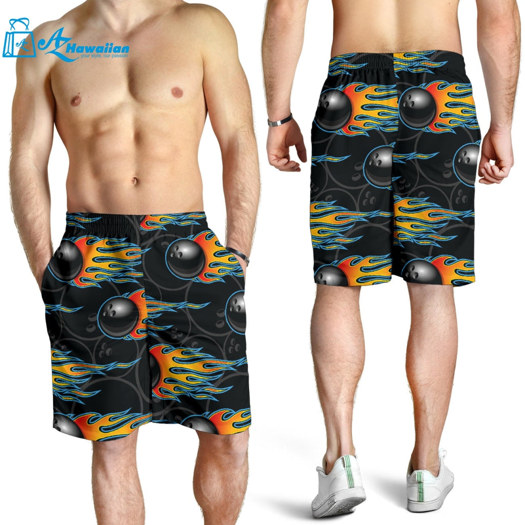 Bowling Balls Flame Pattern Men Shorts