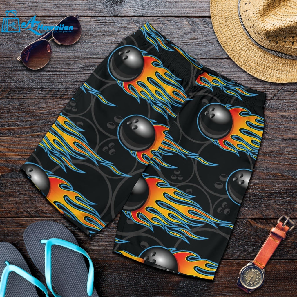 Bowling Balls Flame Pattern Men Shorts