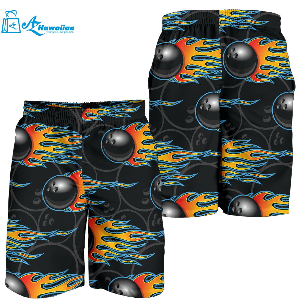 Bowling Balls Flame Pattern Men Shorts