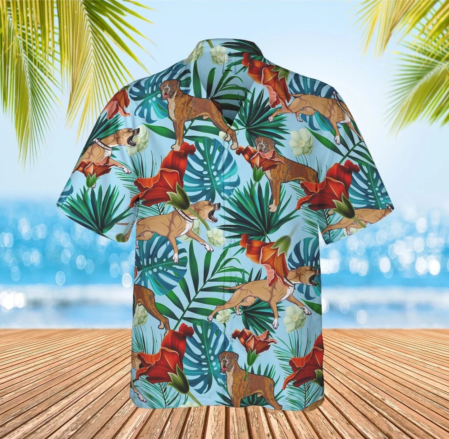 Boxer Lover Hawaiian Graphic Print Short Sleeve Hawaiian Shirt