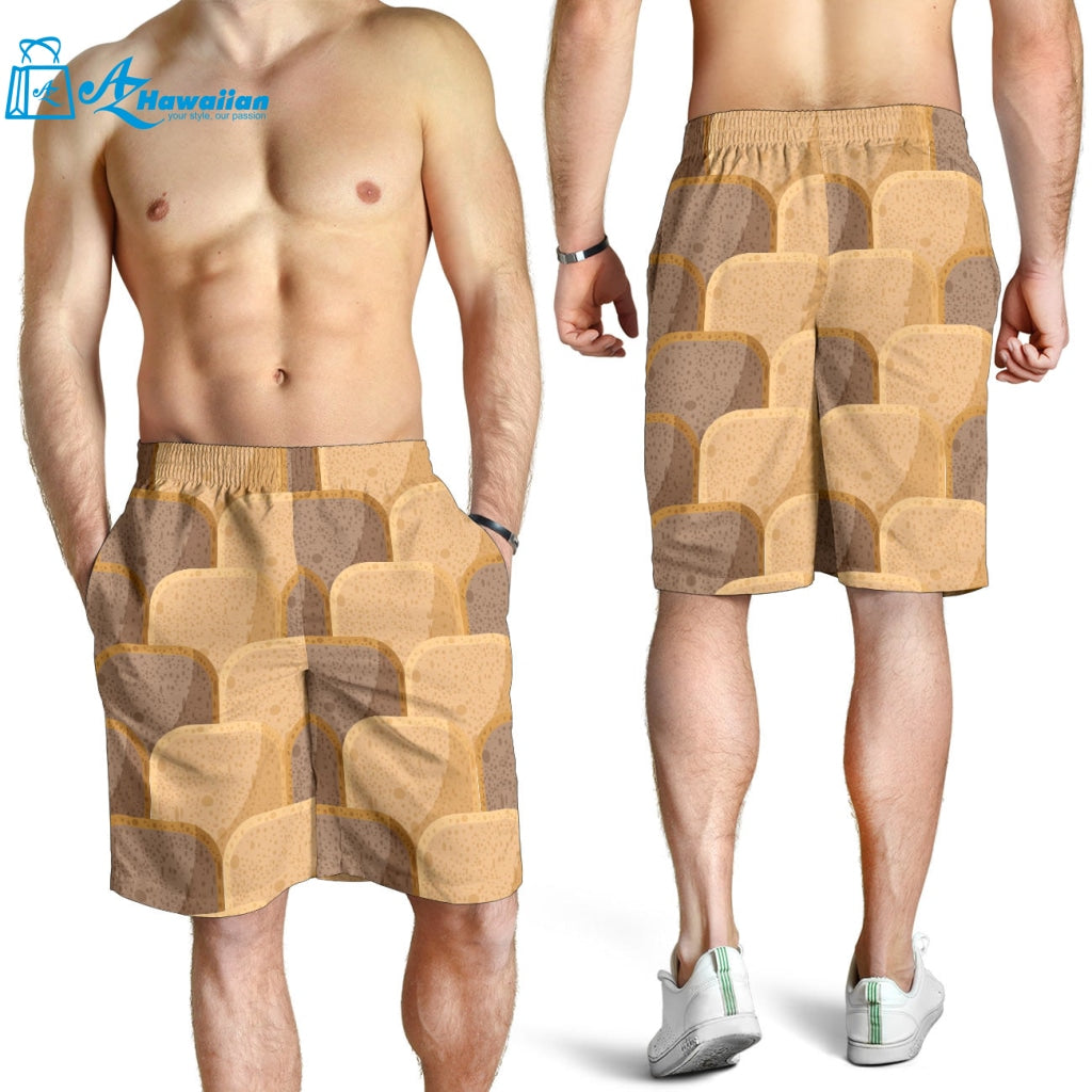 Bread Toast Pattern Print Design 04 Men Shorts