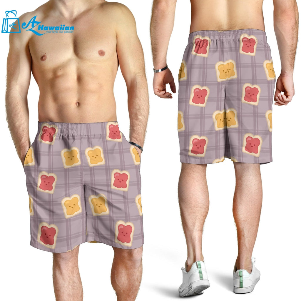 Bread Toast Pattern Print Design 05 Men Shorts