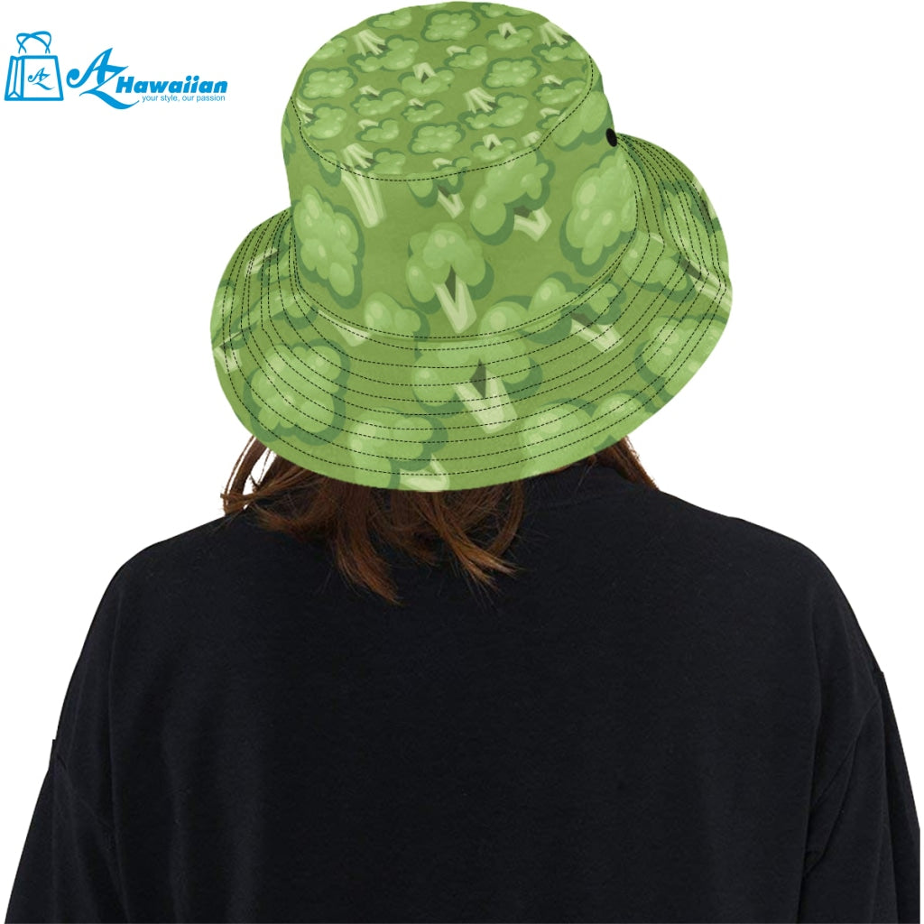 Broccoli pattern green background Unisex Bucket Hat