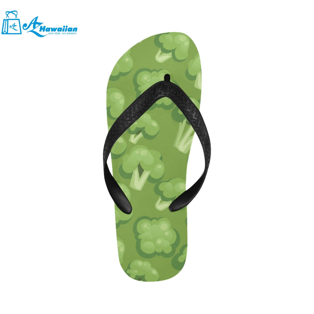 Broccoli pattern green background Unisex Flip Flops