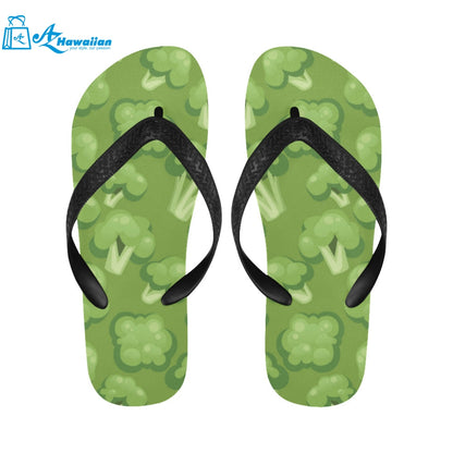 Broccoli pattern green background Unisex Flip Flops