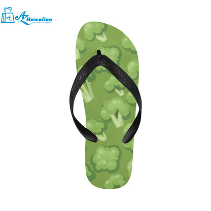 Broccoli pattern green background Unisex Flip Flops