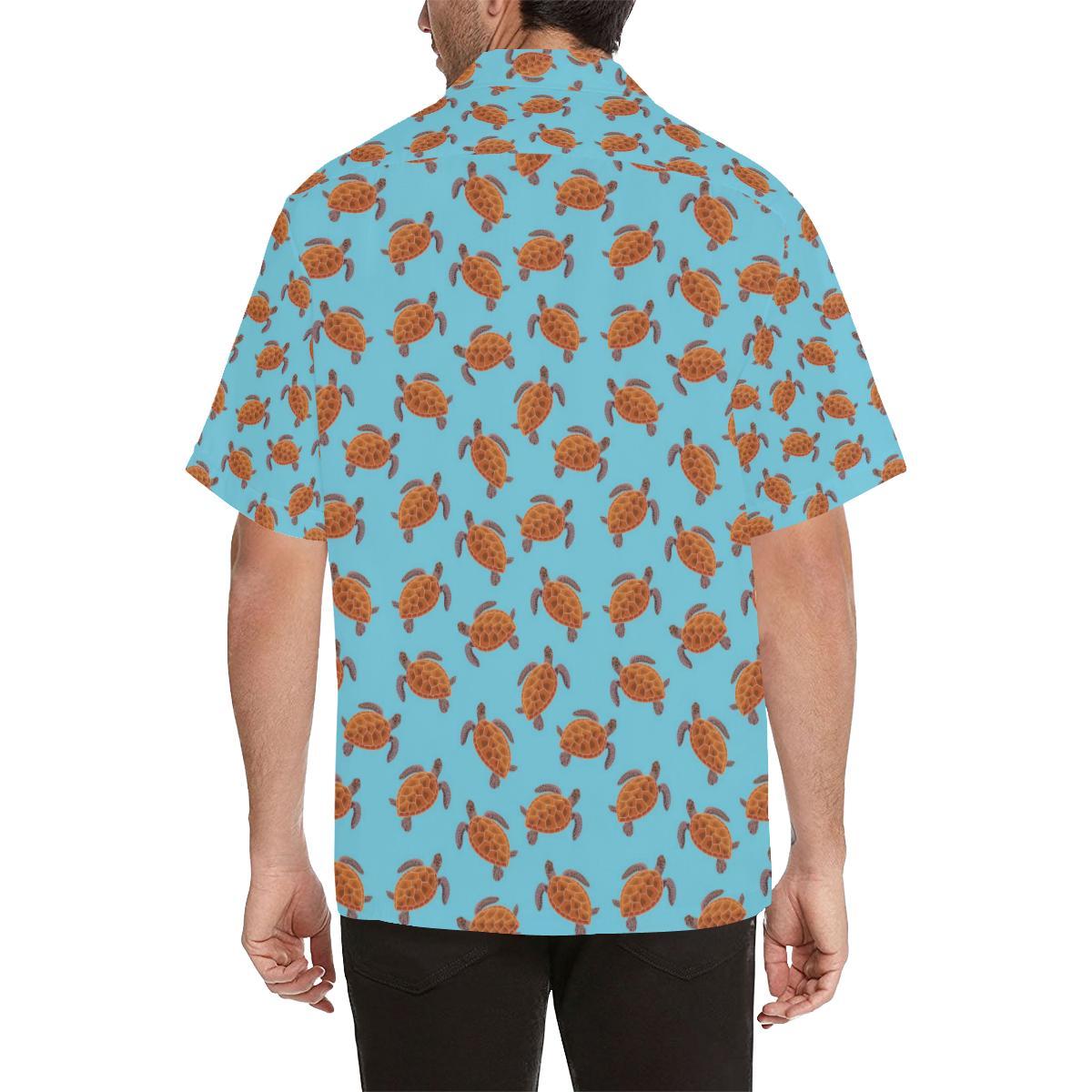 Brow Sea Turtle Print Pattern Hawaiian Shirt