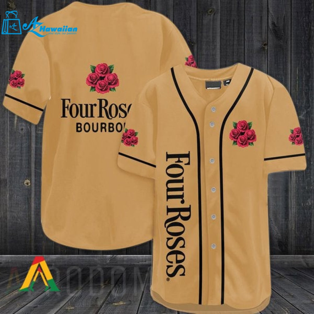 Brown Four Roses Bourbon Baseball Jersey