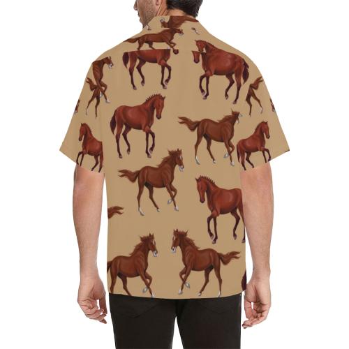 Brown Horse Print Pattern Hawaiian Shirt