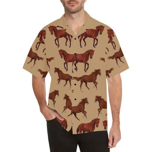 Brown Horse Print Pattern Hawaiian Shirt