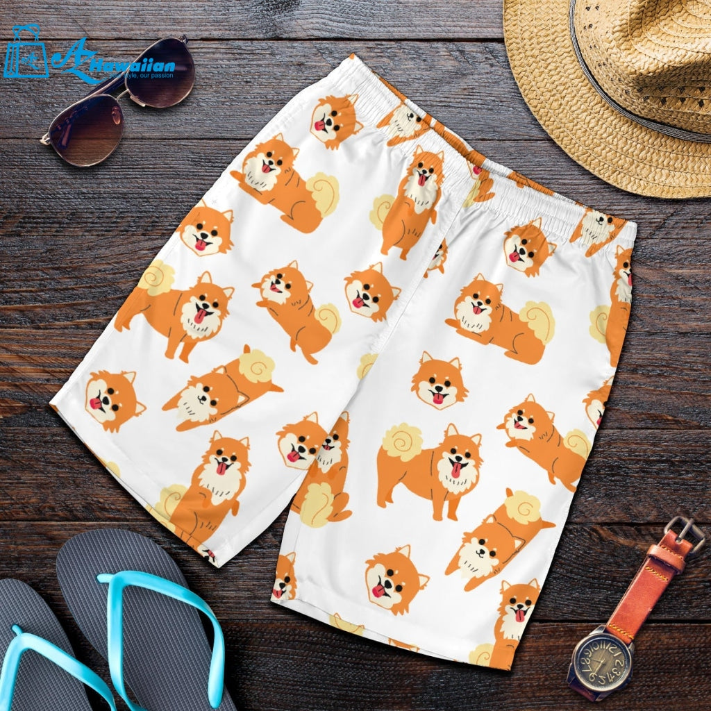 Brown Pomeranian Pattern Men Shorts